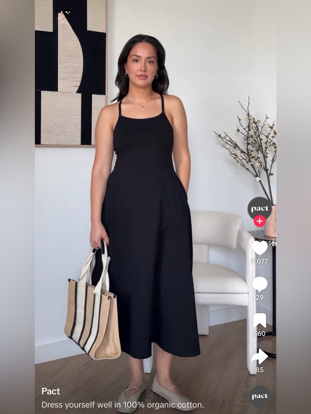 NWOT PACT Fit Flare Midi Dress Size M